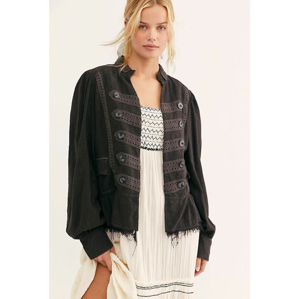 Free People Ariana Jacket Washed Black NWT Small MSRP $168